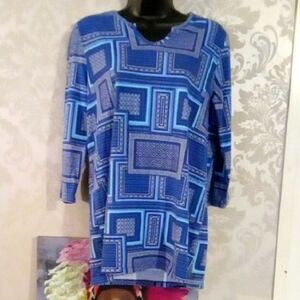 Norm Thompson Blue Patterned Tunic